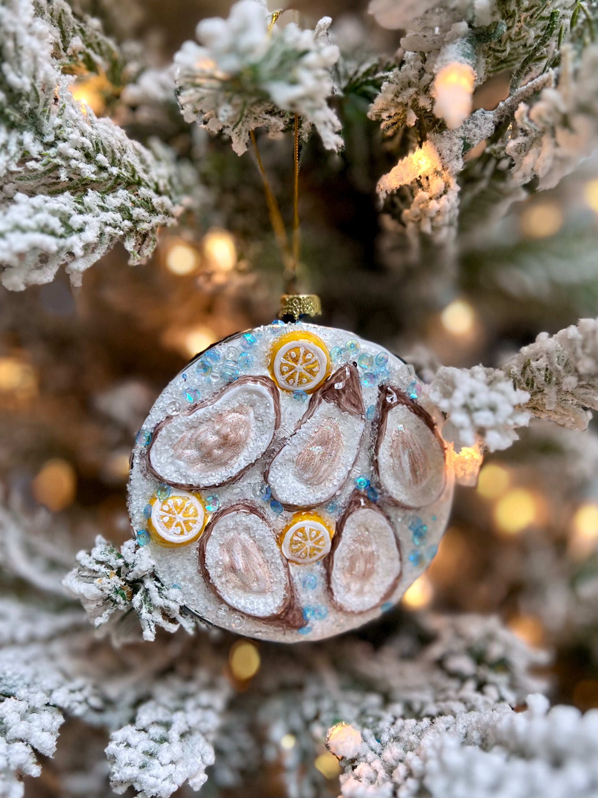 Plated Oysters on Ice Ornament