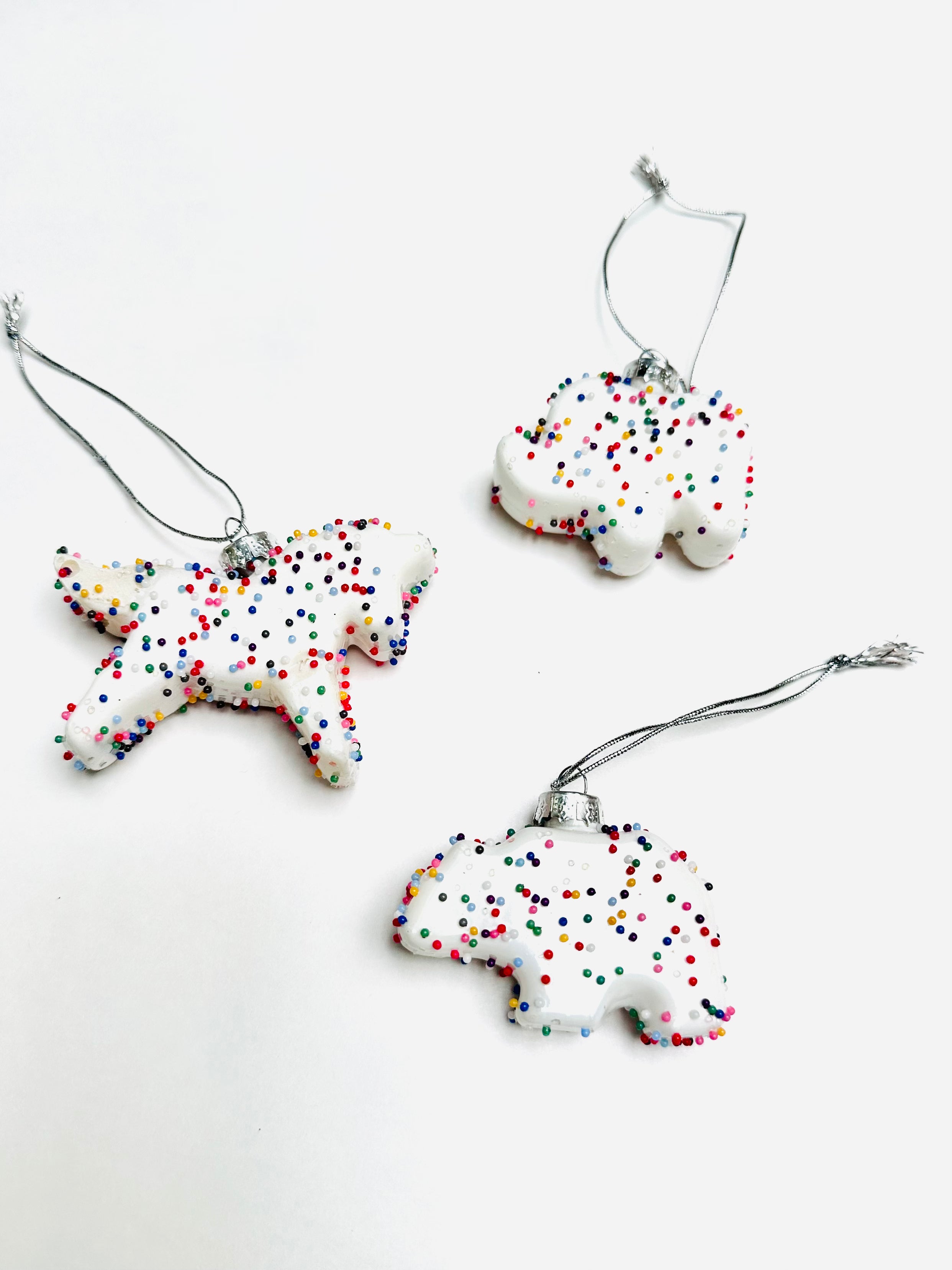 White Frosted Circus Animal Cookie Ornament
