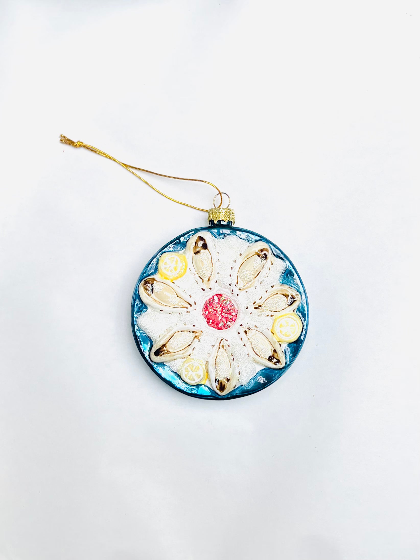 Plate of Oysters with Cocktail Sauce Ornament