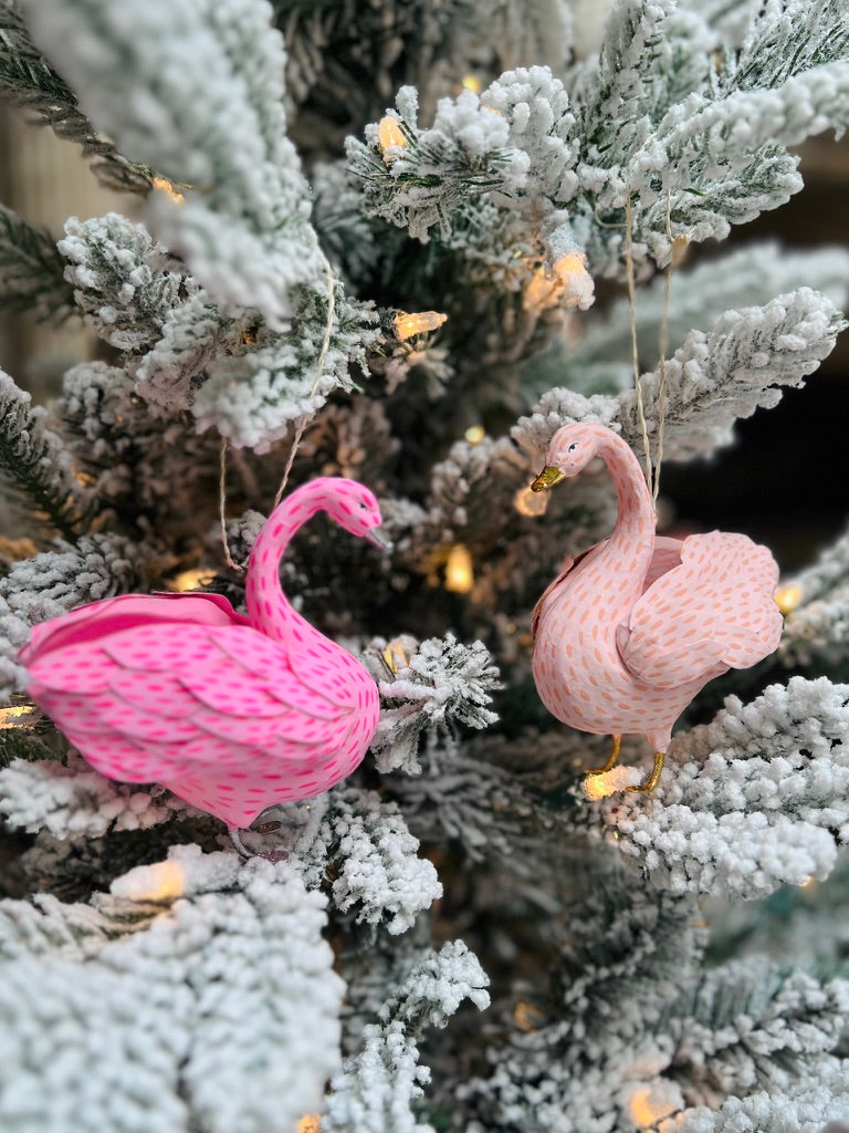 Pink Paper Swan Ornament
