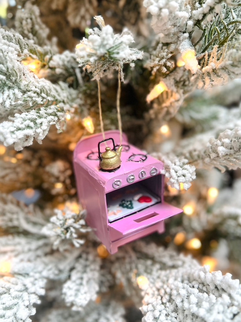 Pink Christmas Vintage Baking Stove Ornament