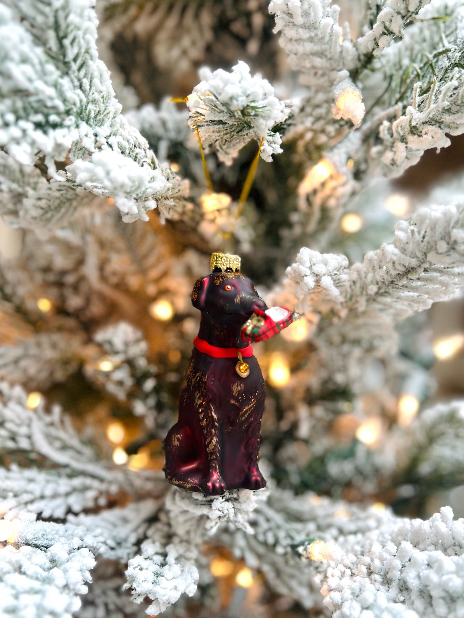 Black Lab with Slipper Ornament