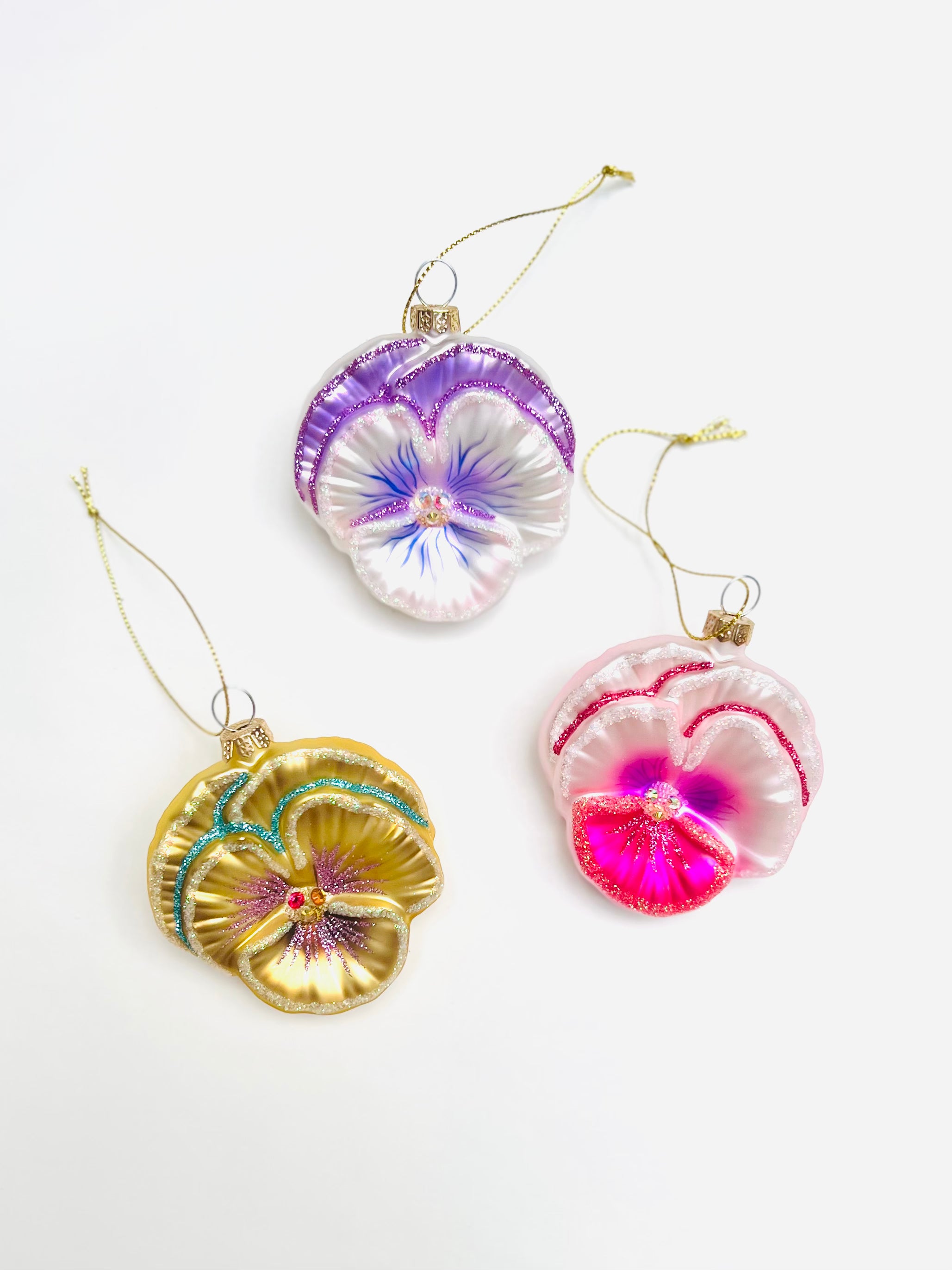 Glittered Pansy Ornament
