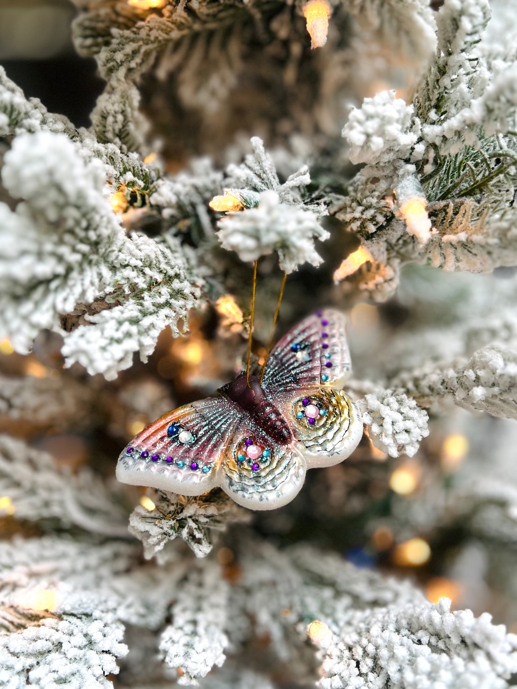 Frosted Moth Ornament