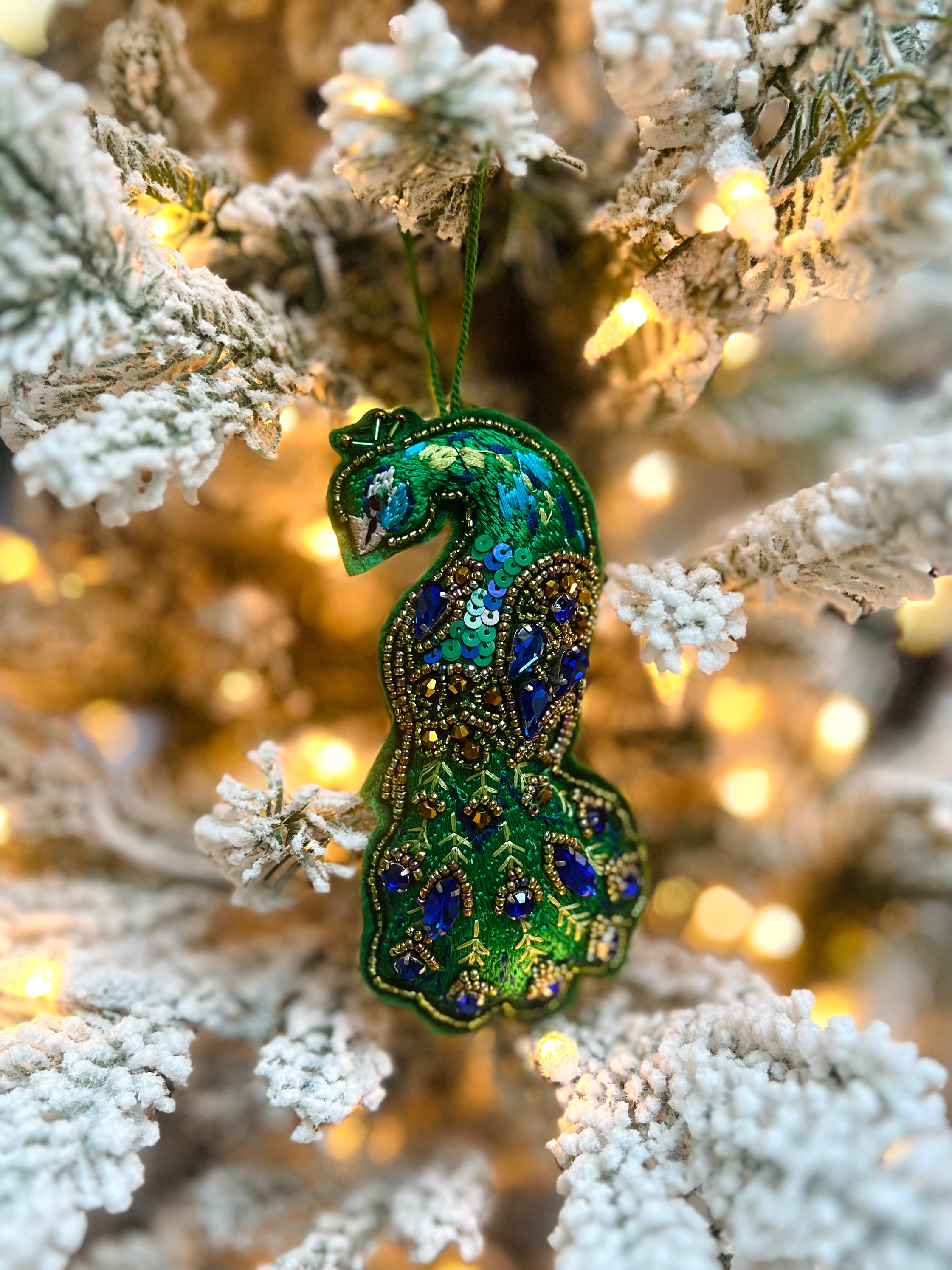 Beaded Peacock Ornament