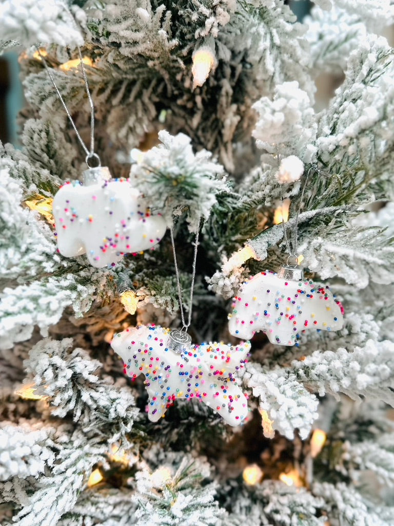 White Frosted Circus Animal Cookie Ornament