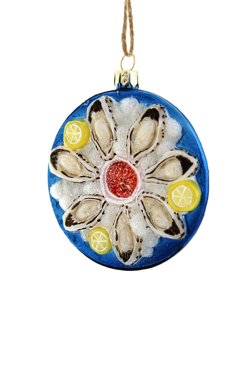 Plate of Oysters with Cocktail Sauce Ornament