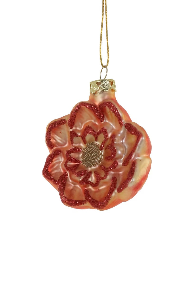 Orange Glitter Flower Ornament