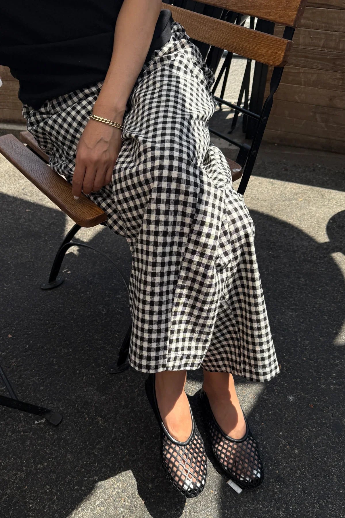 Black Gingham Arc Pants