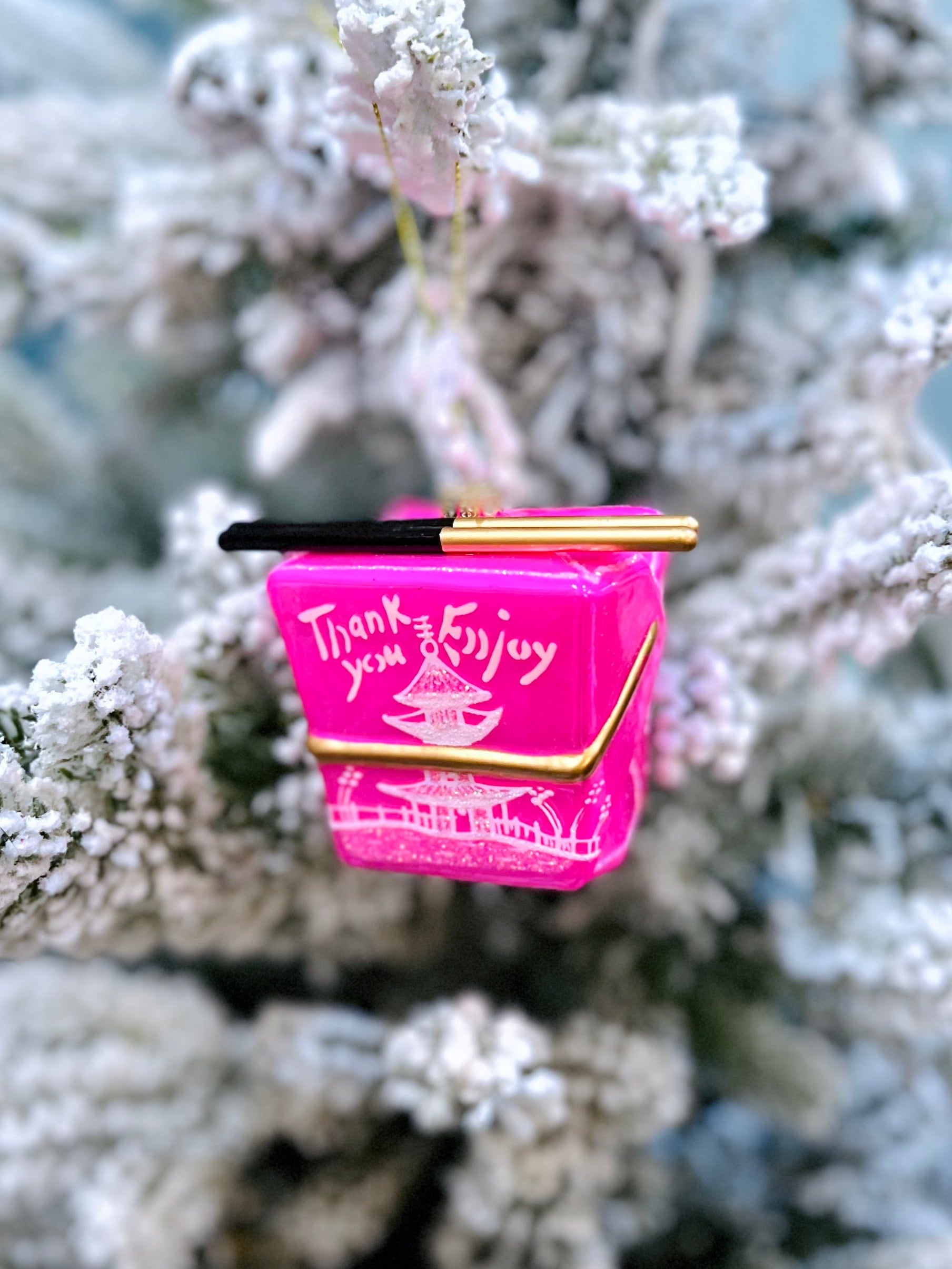 Pink Chinese Takeout Box Ornament