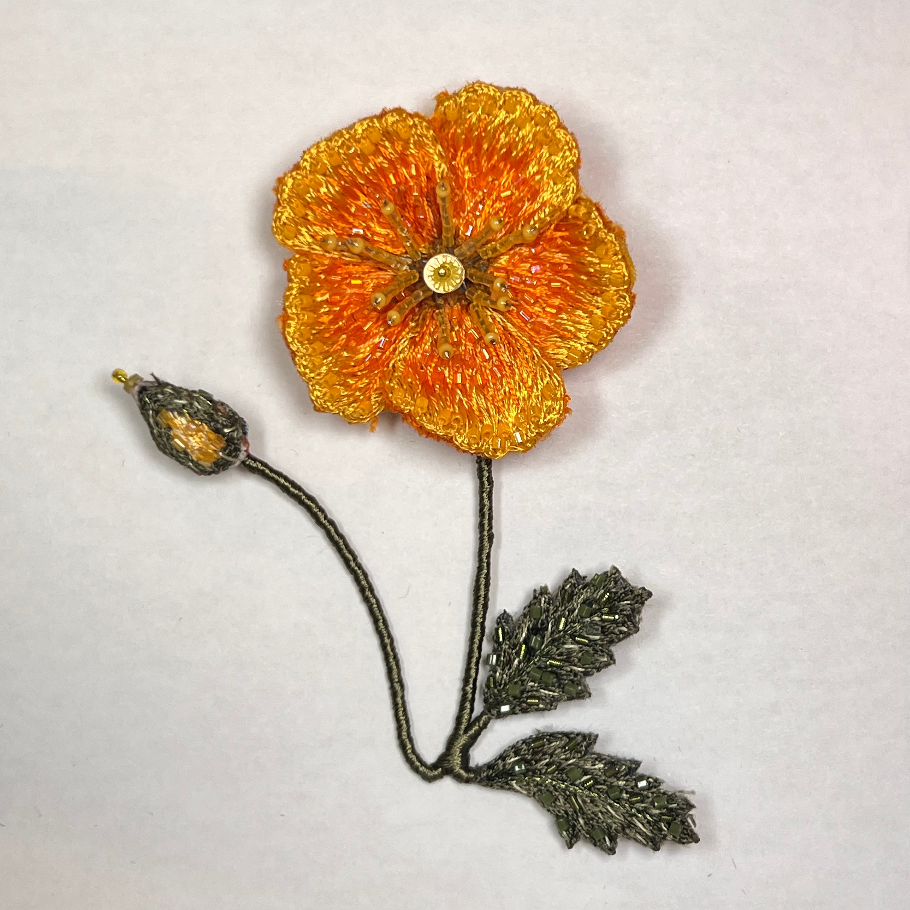 California Golden Poppy Brooch