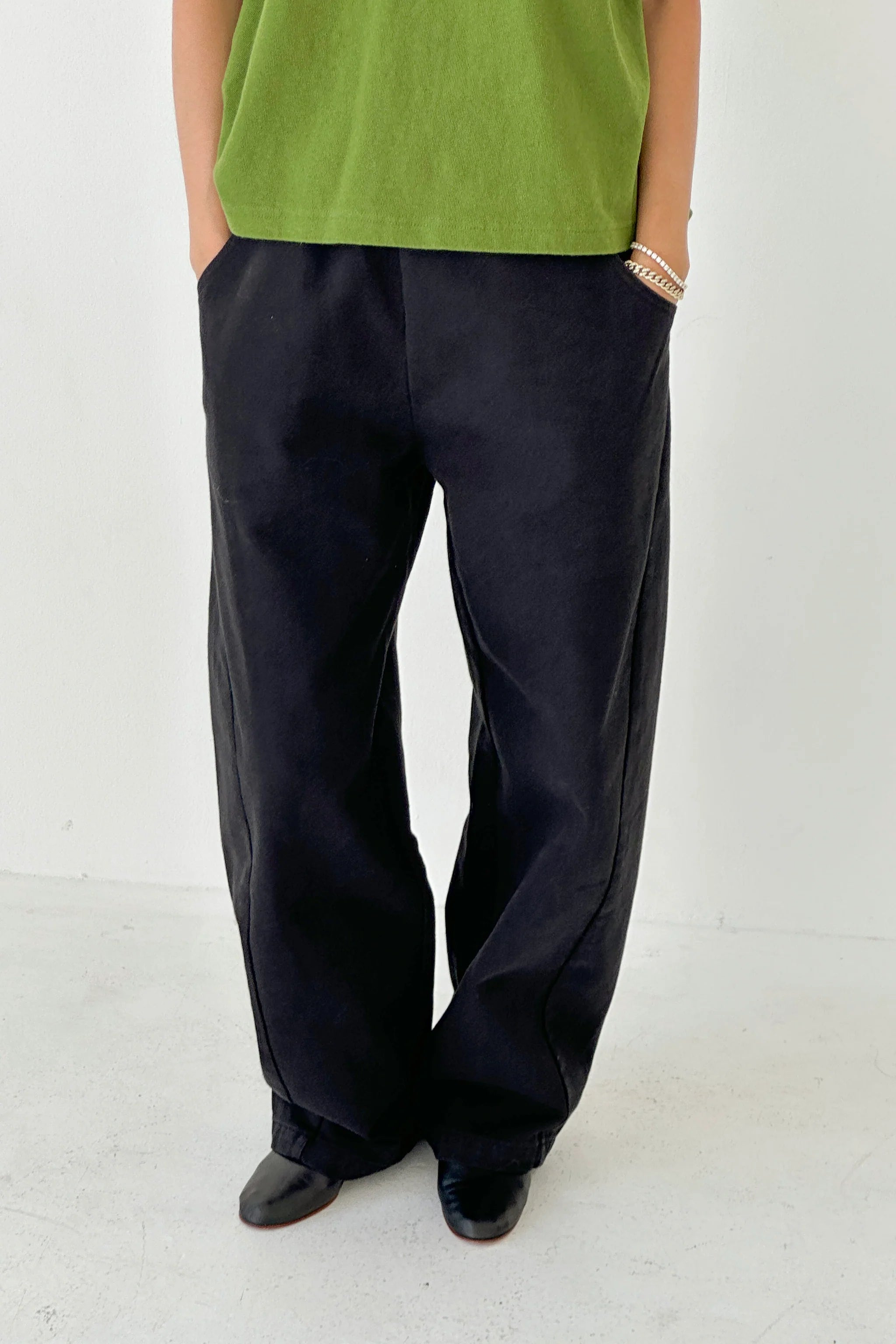 Long Black Canvas Arc Pants