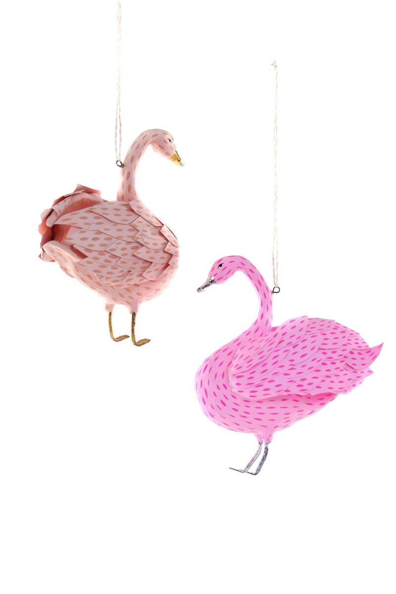 Pink Paper Swan Ornament