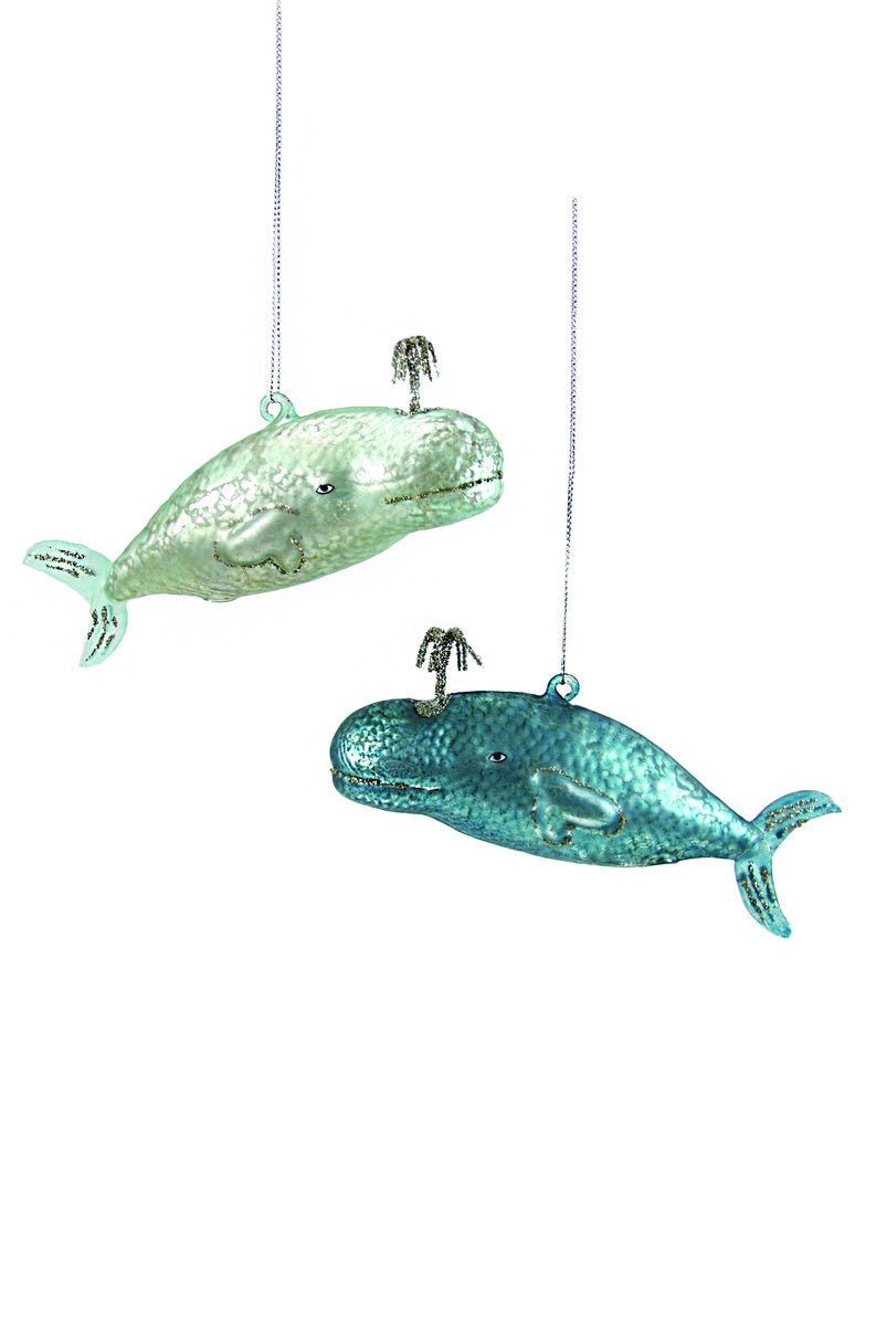 Blue Victorian Whale Ornament