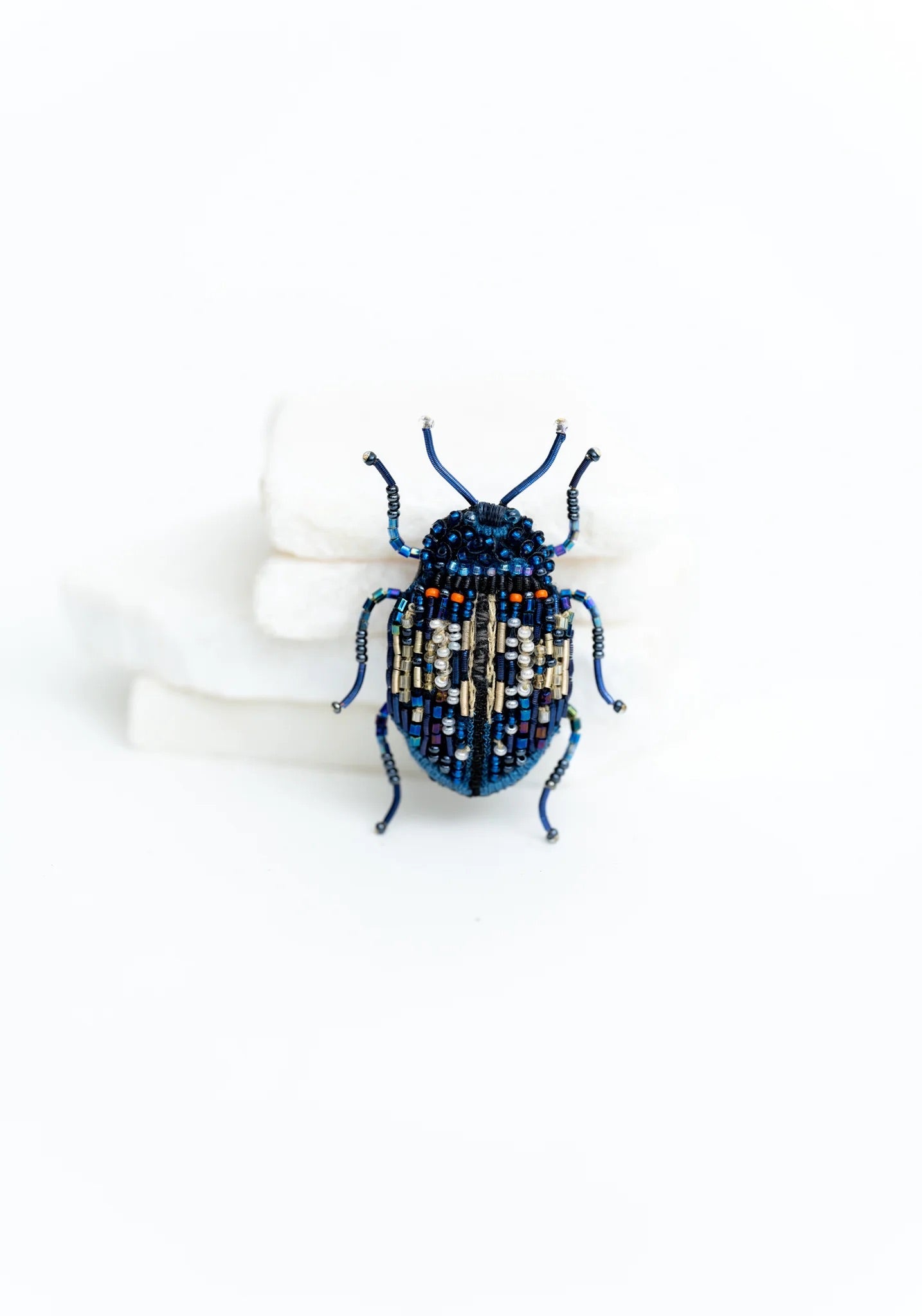 Blue Mint Beetle Brooch