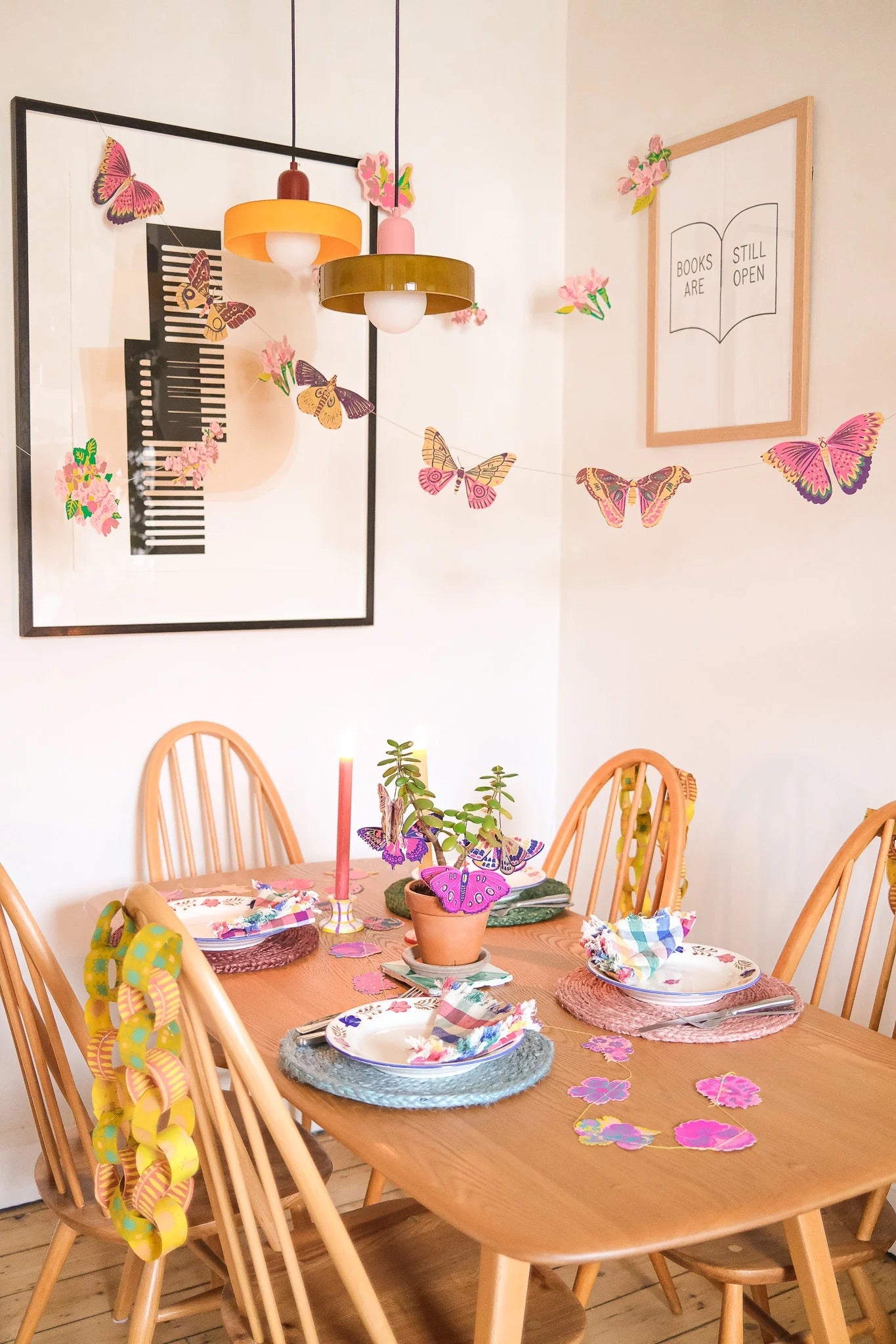 Colorful Butterflies Sewn Garland
