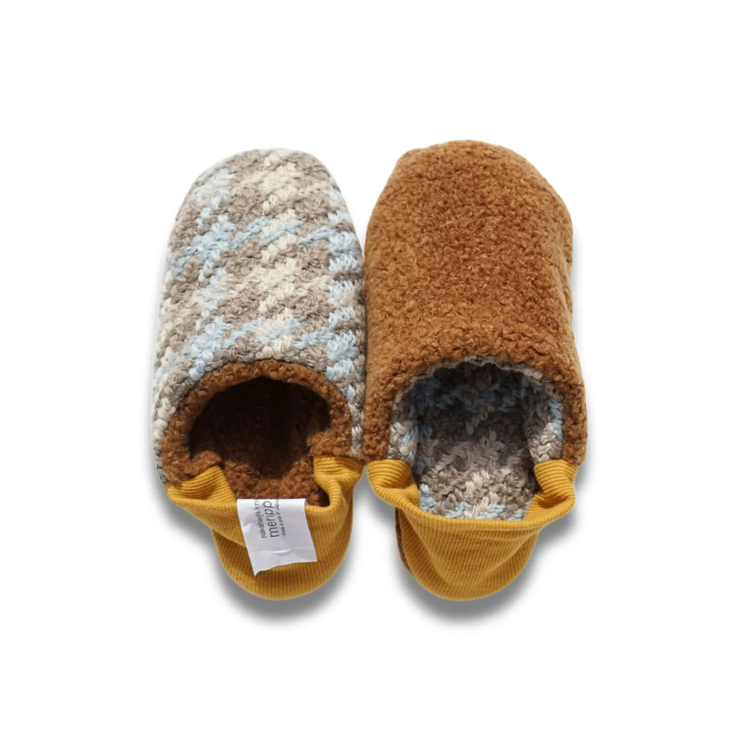 Reversible Slippers Hound Check and Boa Pile - Brown